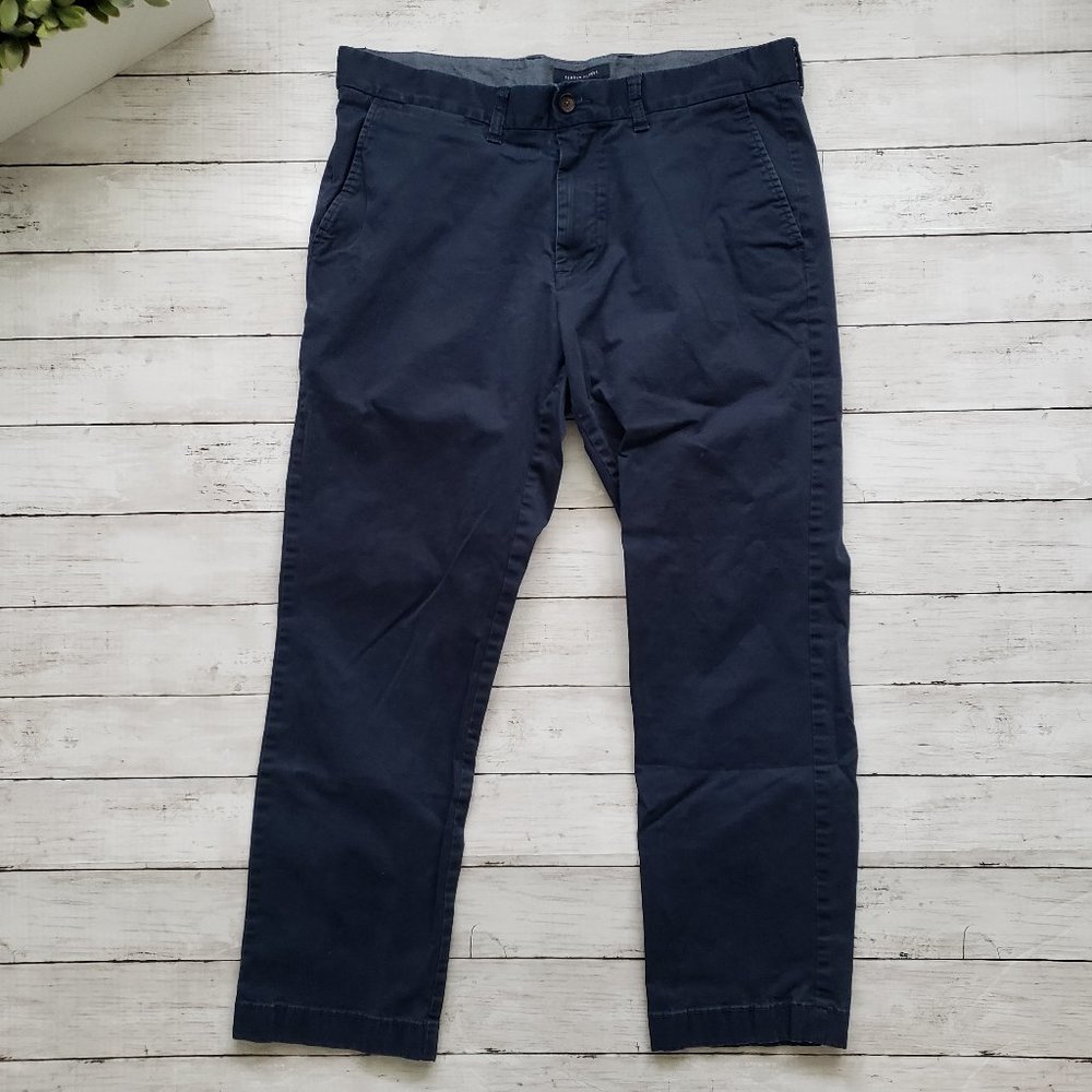 TOMMY HILFIGER Flat Front Dark Blue Chino Pants Tailored Fit 36X30